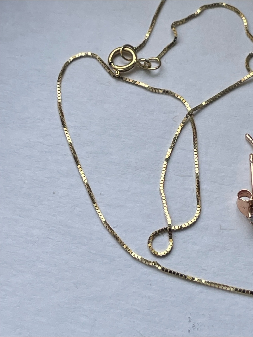 Real! 14kt Gold Child Diamond Earrings & Chain Set - Picture 3 of 14